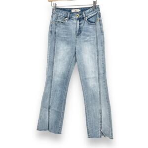 Tory Burch Boot Cut Ankle Front Slit Light Wash Jeans Women's 26 Blue